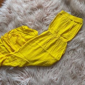 Yellow tube top high low dress